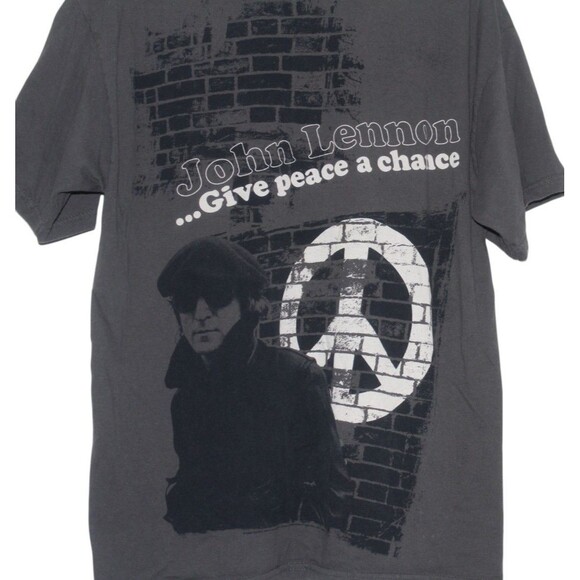 Alstyle Classic John Lennon Give Peace a Chance Charcoal Gray T Shirt Sz L - Picture 2 of 6
